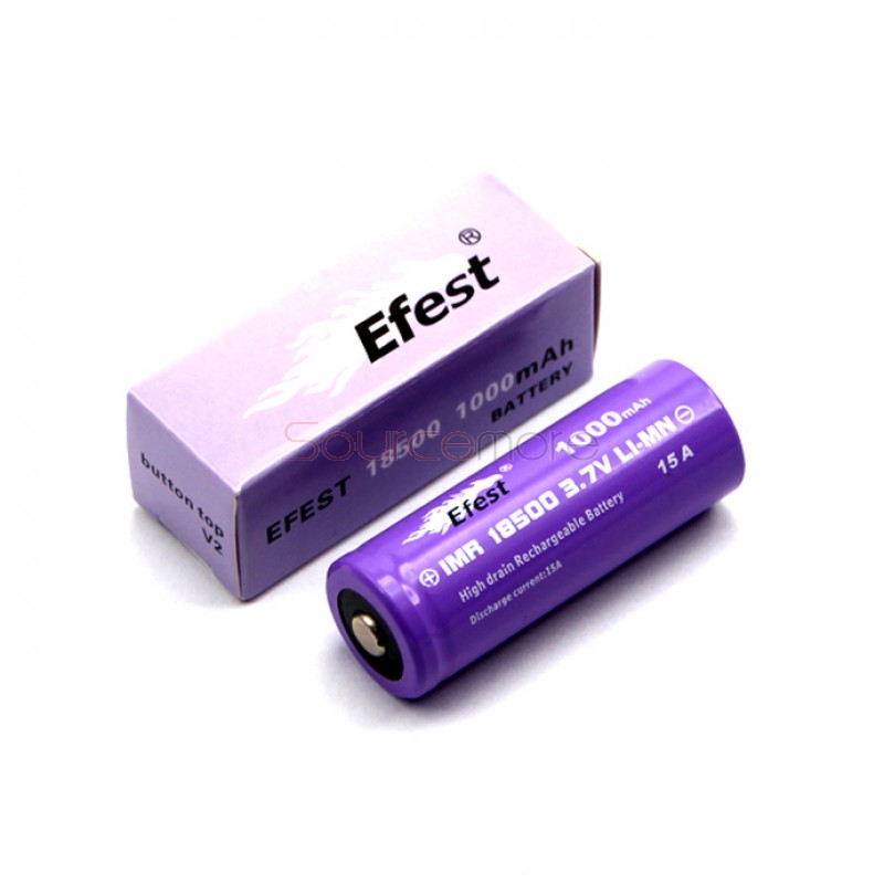 Efest  18500 1000mah 15A Rechargeable Battery Button Top-2pcs