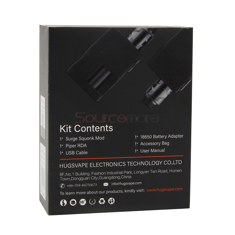 HugsVape Surge Squonk 80W Kit with Piper RDA - Grey