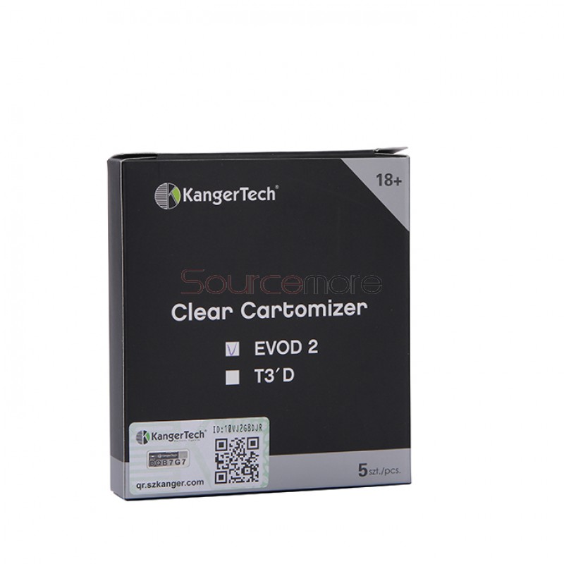 5pcs Kangertech EVOD 2 BDC Pyrex Glass Clearomizer - Silver