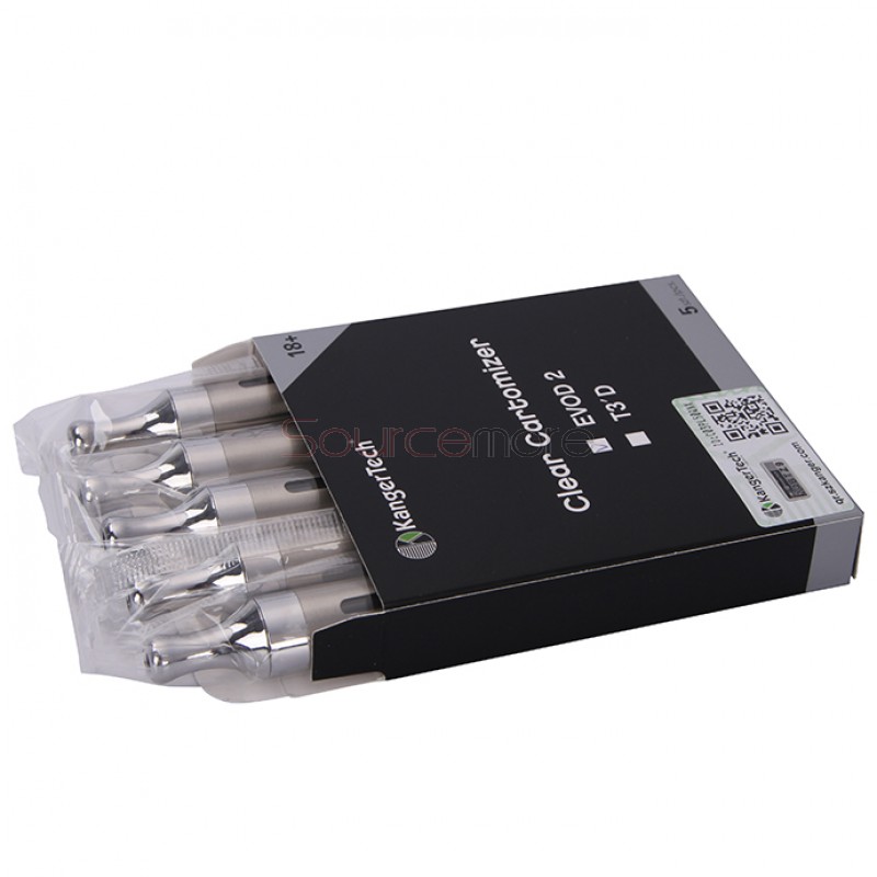 5pcs Kangertech EVOD 2 BDC Pyrex Glass Clearomizer - Silver