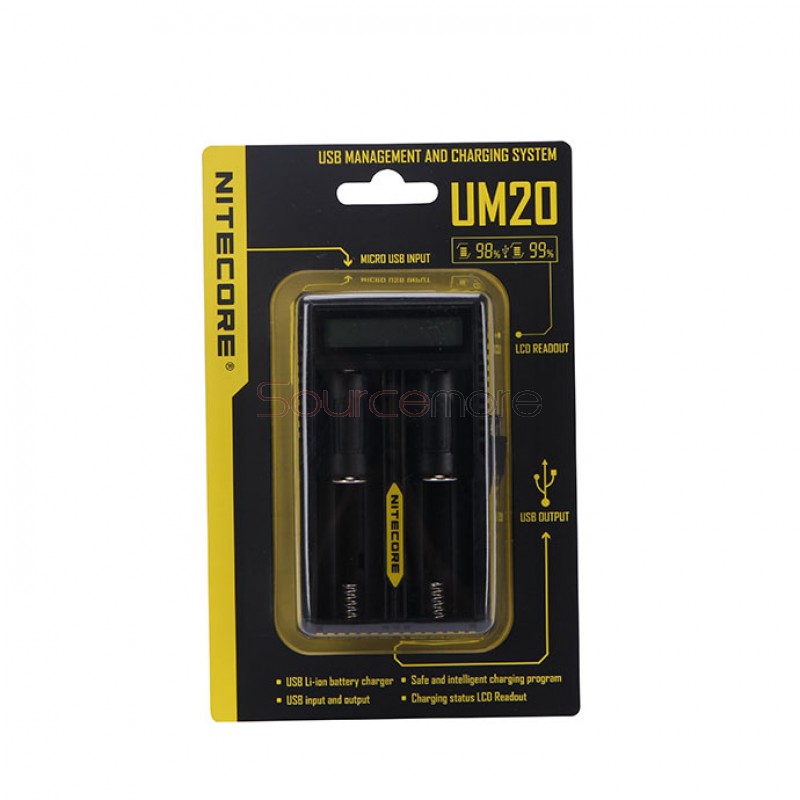 Nitecore UM20 Double Channels Charger with LCD Display - UK Plug