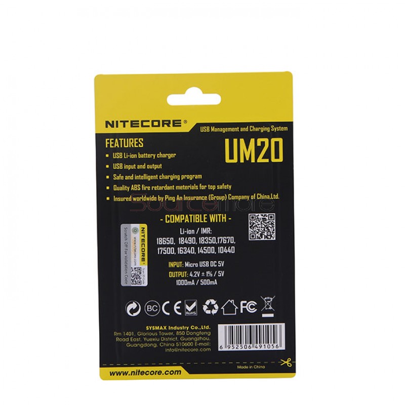 Nitecore UM20 Double Channels Charger with LCD Display - US Plug