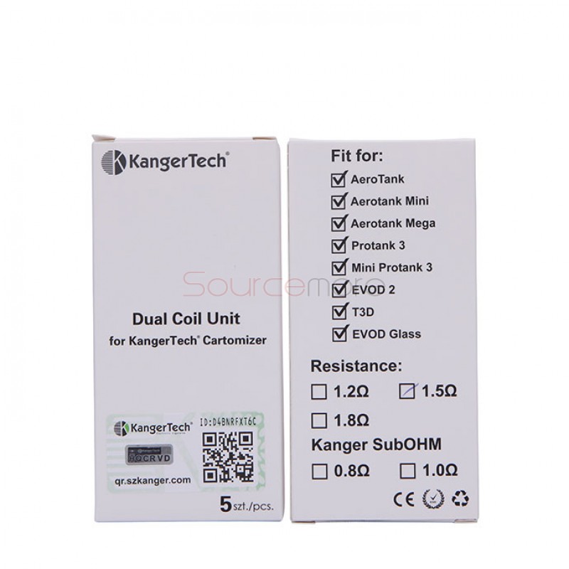 5PCS Kanger Replacement  New Dual Coil -1.5ohm