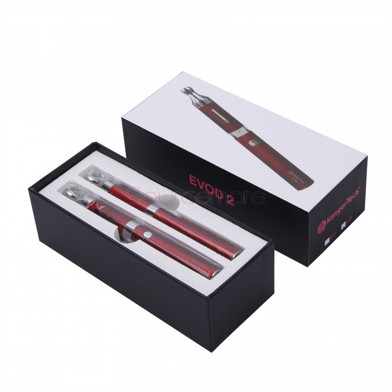 Kanger Evod 2 Starter Kit with 1.6ml Atomizer Double Pack Dual Ecigs kits-Red EU Plug  