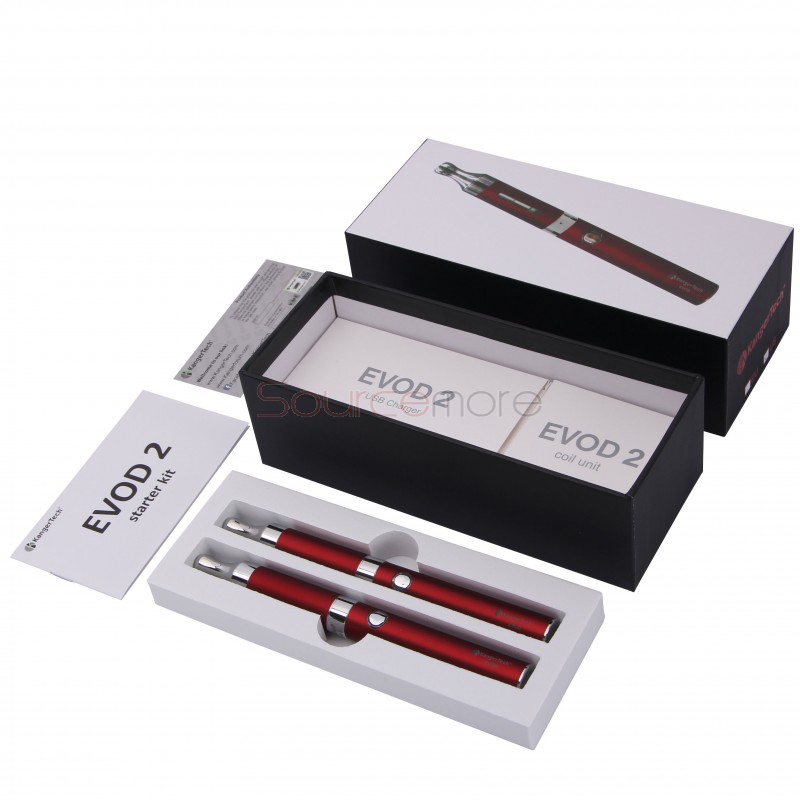 Kanger Evod 2 Starter Kit with 1.6ml Atomizer Double Pack Dual Ecigs kits-Red EU Plug  