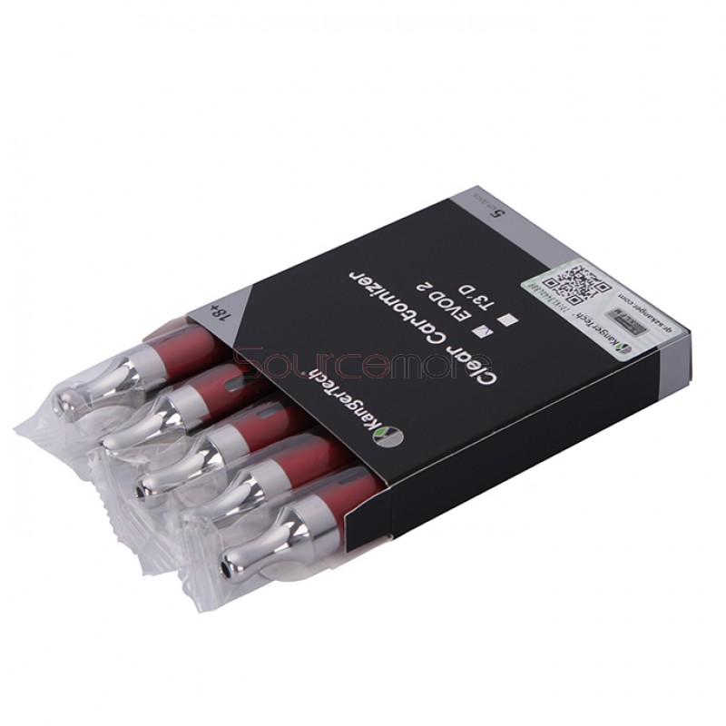 5pcs Kangertech EVOD 2 Clearomizer BDC Pyrex Glass-Red