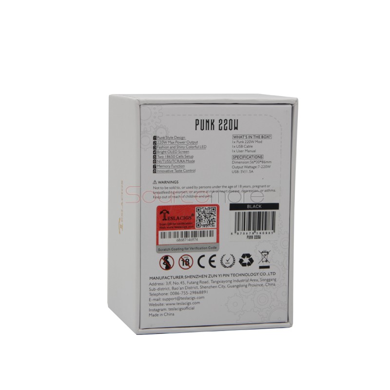 Tesla PUNK 220W Box Mod - Black