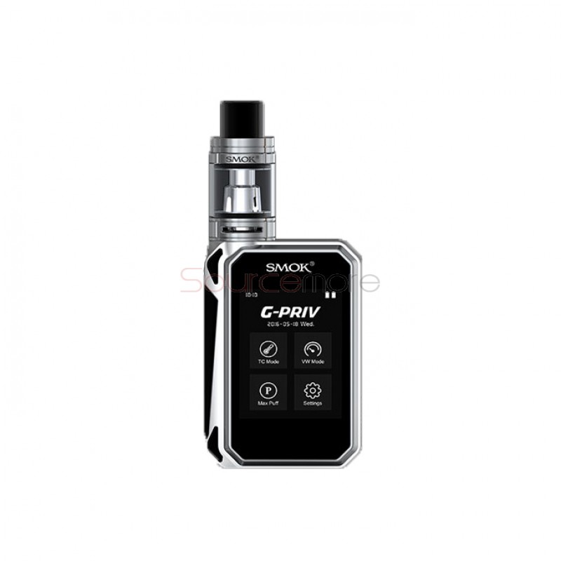 Smok G-PRIV 220 TC/VW Kit 5.0ml TFV8 Big Baby Tank with G-PRIV 220W Mod Powered by Dual 18650 Cells- Black&Silver