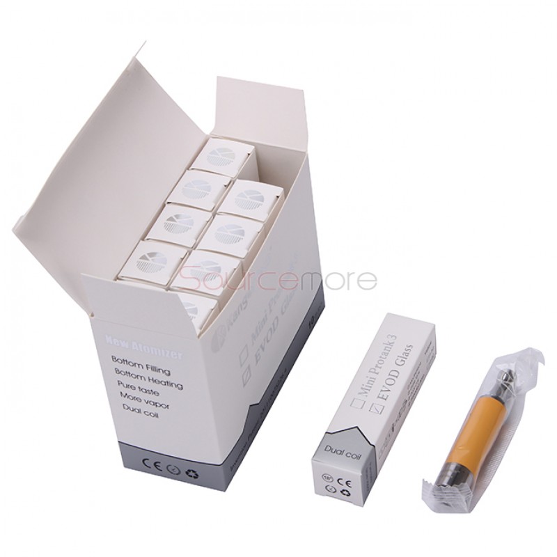 Kangertech EVOD Glass Clearomizer Bottom Dual Coil Clearomizer 1.5ml-Yellow