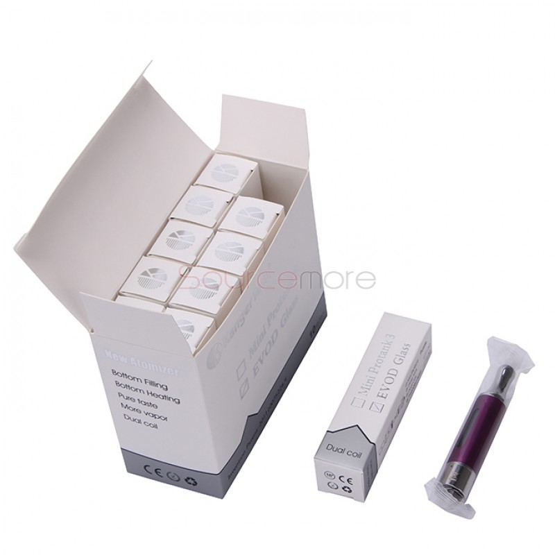 Kangertech EVOD Glass Clearomizer Bottom Dual Coil Clearomizer 1.5ml-Purple