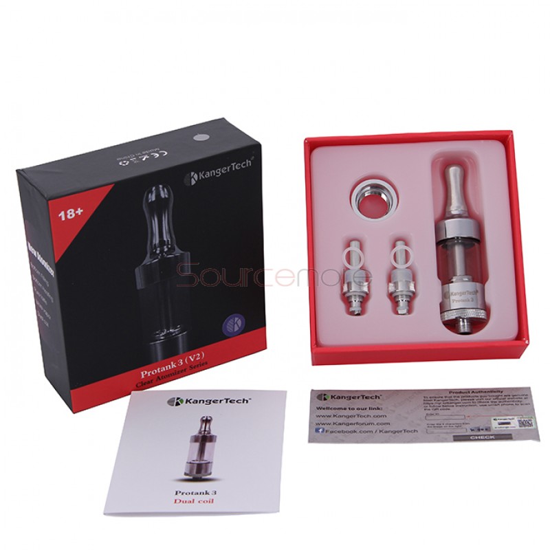 Kanger Protank 3 Atomizer Kit with 2 Replaceable Coils 2.5ml Capacity-Grey
