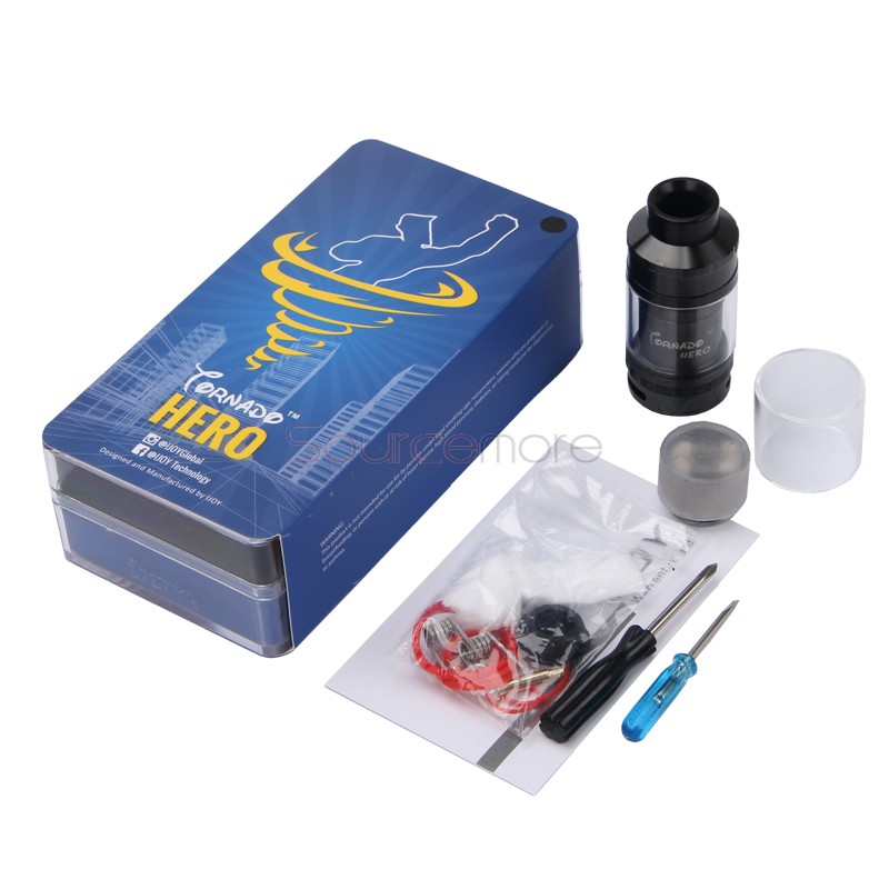 IJOY Tornado Hero Two Post Build Deck RTA/Sub Ohm Tank with 5.2ml Capacity-Black