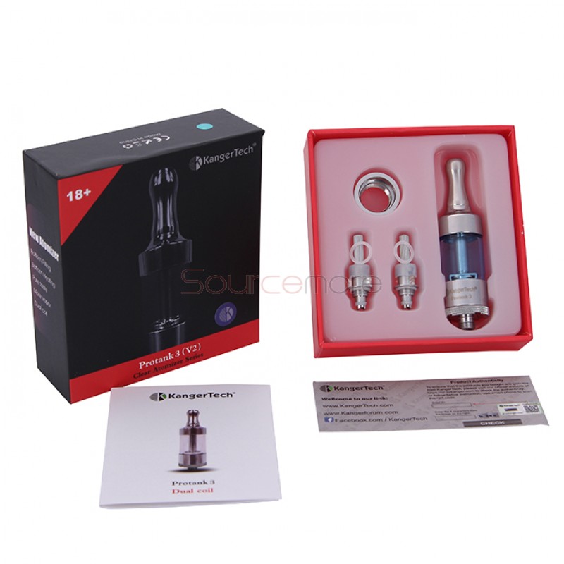 Kanger Protank 3 Atomizer Kit with 2 Replaceable Coils 2.5ml Capacity-Blue