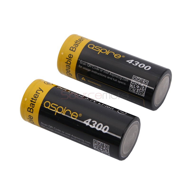 Aspire INR 26650 Rechargeable Battery 3.7V/4300mAh 2PCS