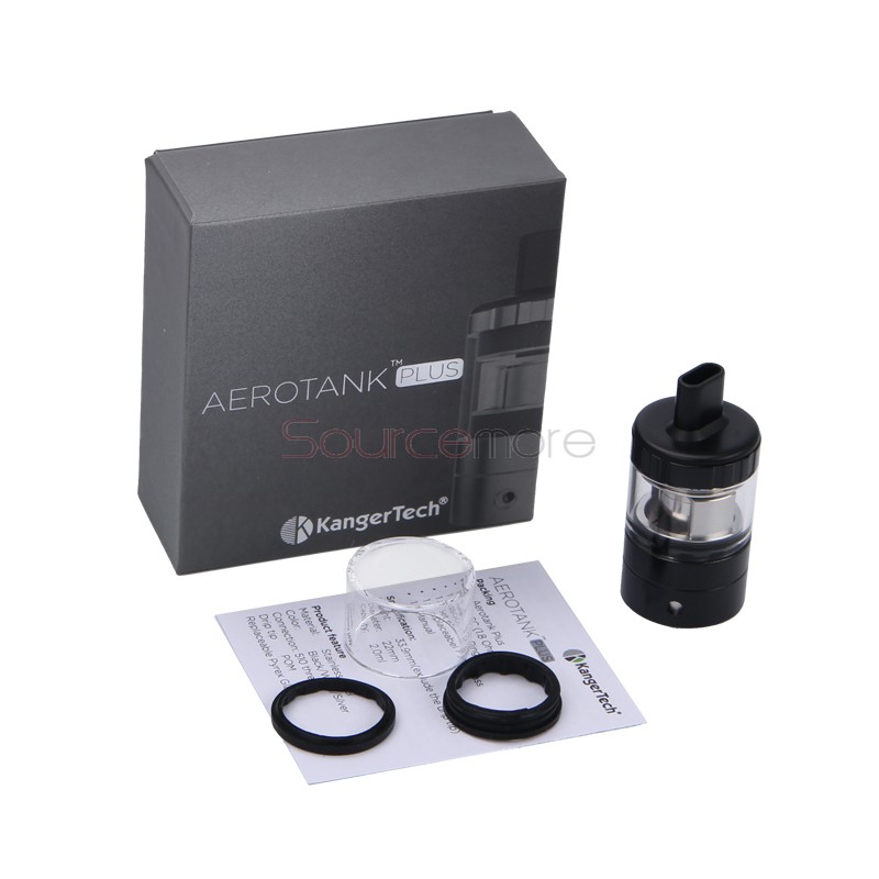Kanger Aerotank Plus Atomizer with 2ml Capacity and Mouth to Lung Drip Tip- Black