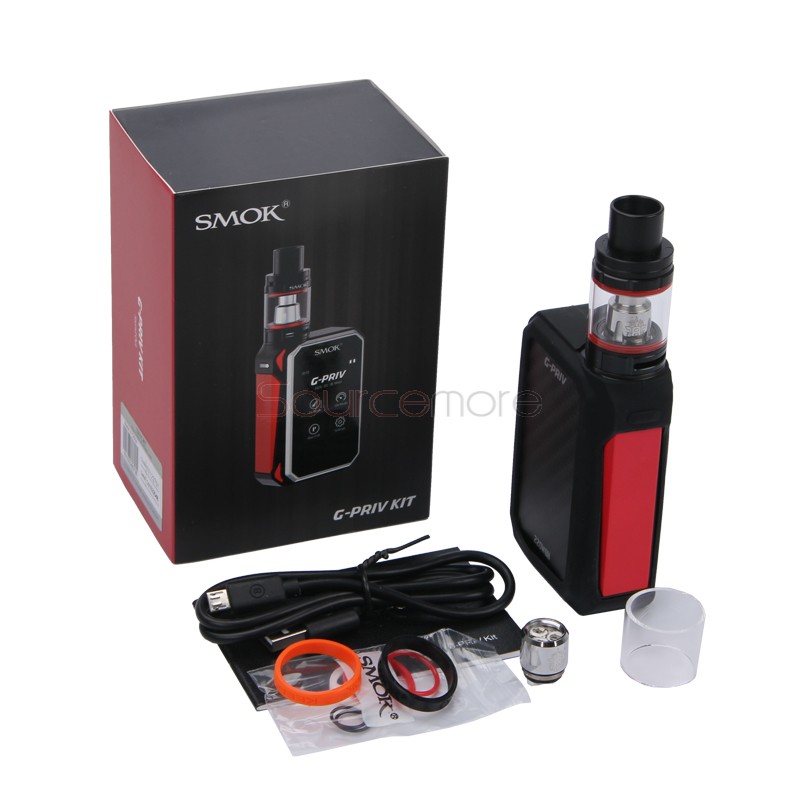 Smok G-PRIV 220 TC/VW Kit 5.0ml TFV8 Big Baby Tank with G-PRIV 220W Mod Powered by Dual 18650 Cells- Black&Red