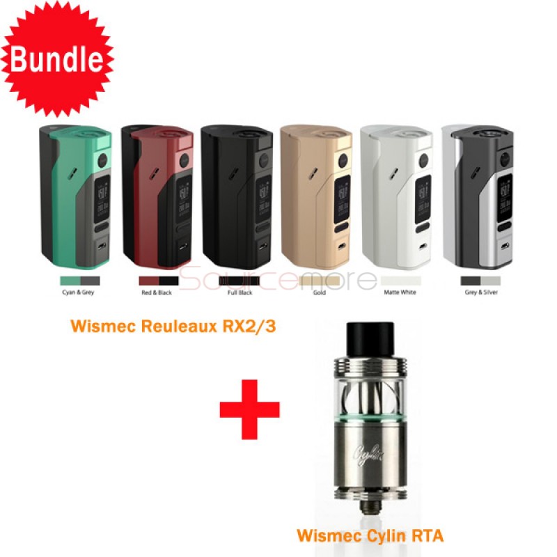 Wismec Reuleaux RX2/3 Mod with Cylin RTA Bundle Kit - Matte White