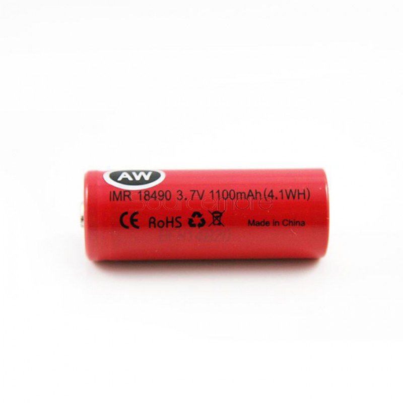 2pcs 18A AW 18490 IMR 1100mAh Li-ion  Flat Top 3.7V Rechargeable Batteries