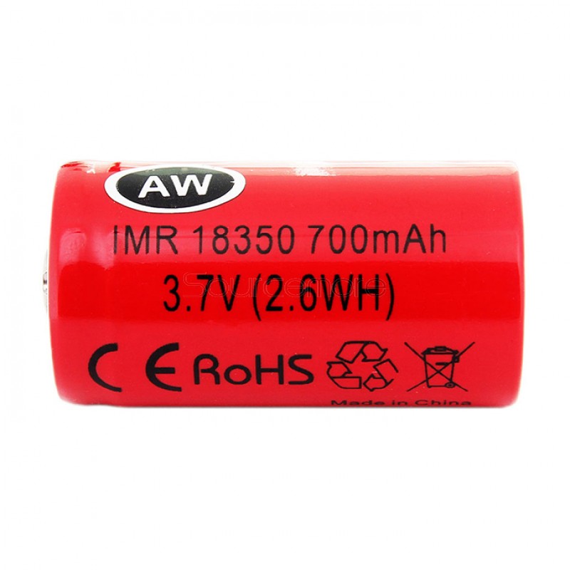 2pcs 6A AW 18350 IMR 700mAh Li-ion  Flat Top 3.7V Rechargeable Batteries
