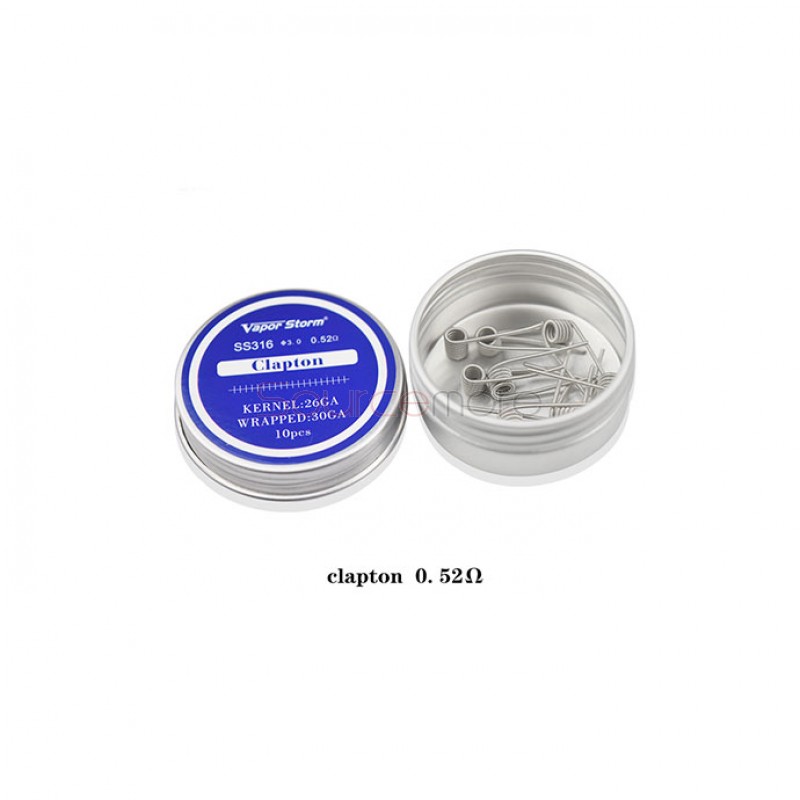Vapor Storm SS316 Prebuild Coil Wires Clapton 26GA 0.52ohm for Rebuildable Atomizers 26GA+30GA 10pcs 