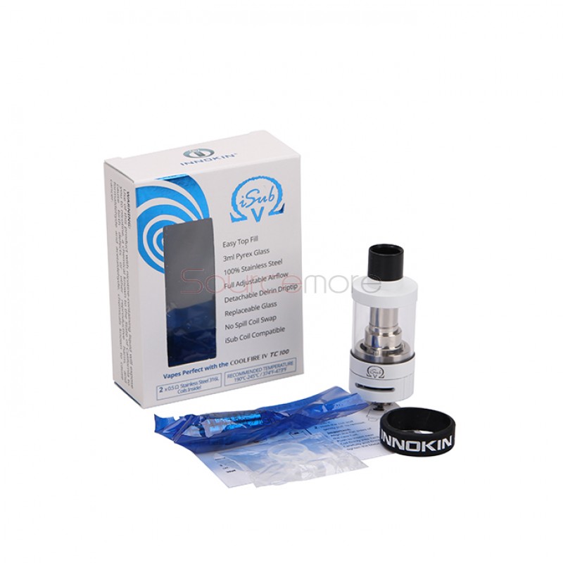 Innokin iSub V Top-Fliing Design 3.0ml Liquid Capacity Tank with No Spill Coil Swap System-White