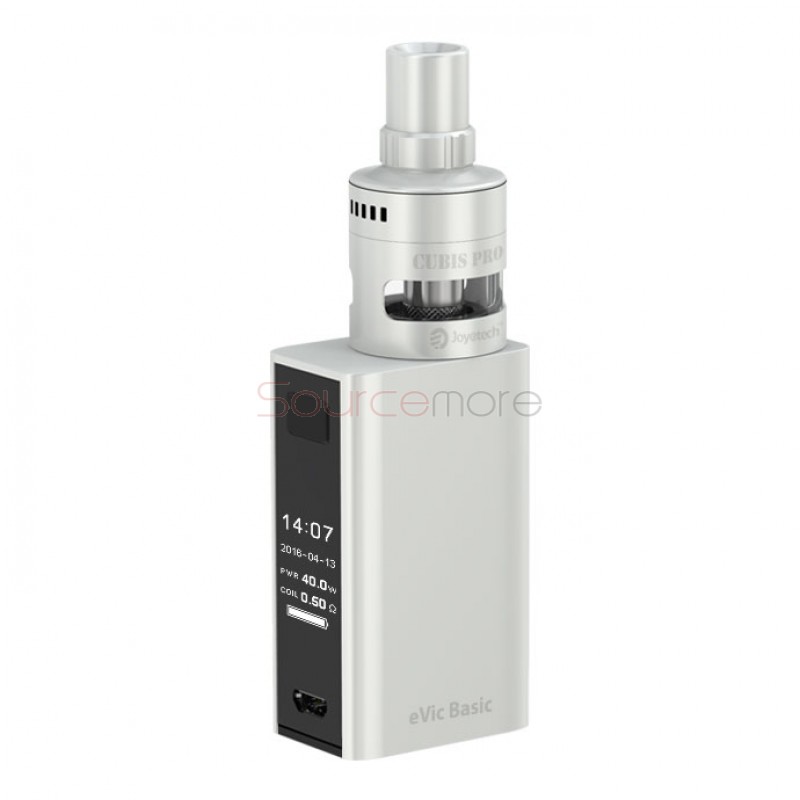 Joyetech eVic Basic Kit 1500mah eVic Basic 40W Mod with 2ml Cubis Pro Mini Atomizer- White