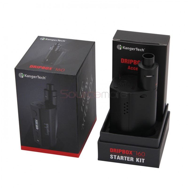 Kanger Dripbox 160W Starter Kit 7.0ml Subdrip 160w Dripmod 160 Powered by Dual 18650 Cell Disposal Dripping Coil -Black