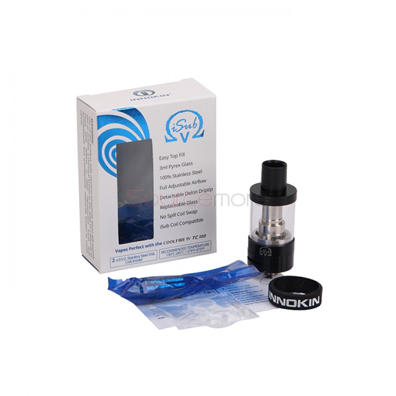 Innokin iSub V Top-Fliing Design 3.0ml Liquid Capacity Tank with No Spill Coil Swap System-Black