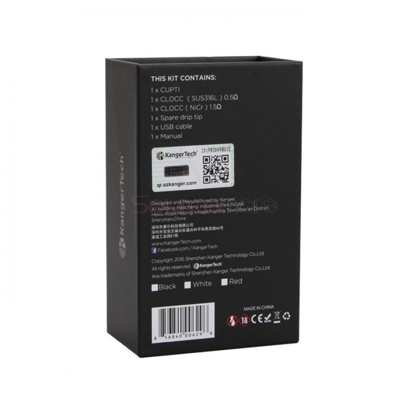 Kanger CUPTI TC All-in-One Starter Kit for MTL and DL 5.0ml Capacity with 75W Output -Black