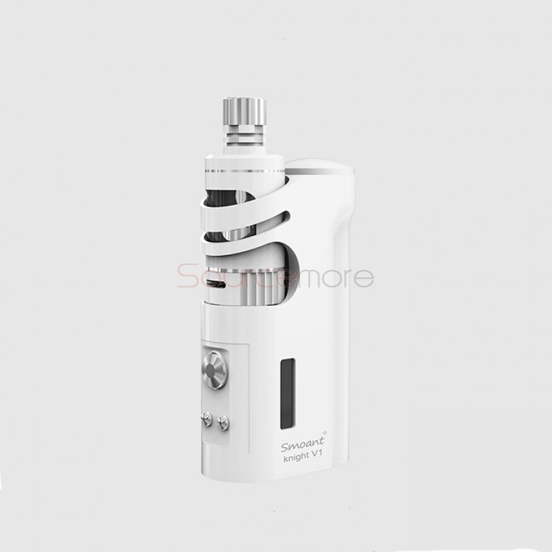 Smoant Knight V1 VV/VW TC Starter Kit Powered by Single 18650 Battery 60W Adjustable Airflow Control Ni/Ti/SS Mod and 4.5ml Talos V1 Tank 510 Thread Connection-White