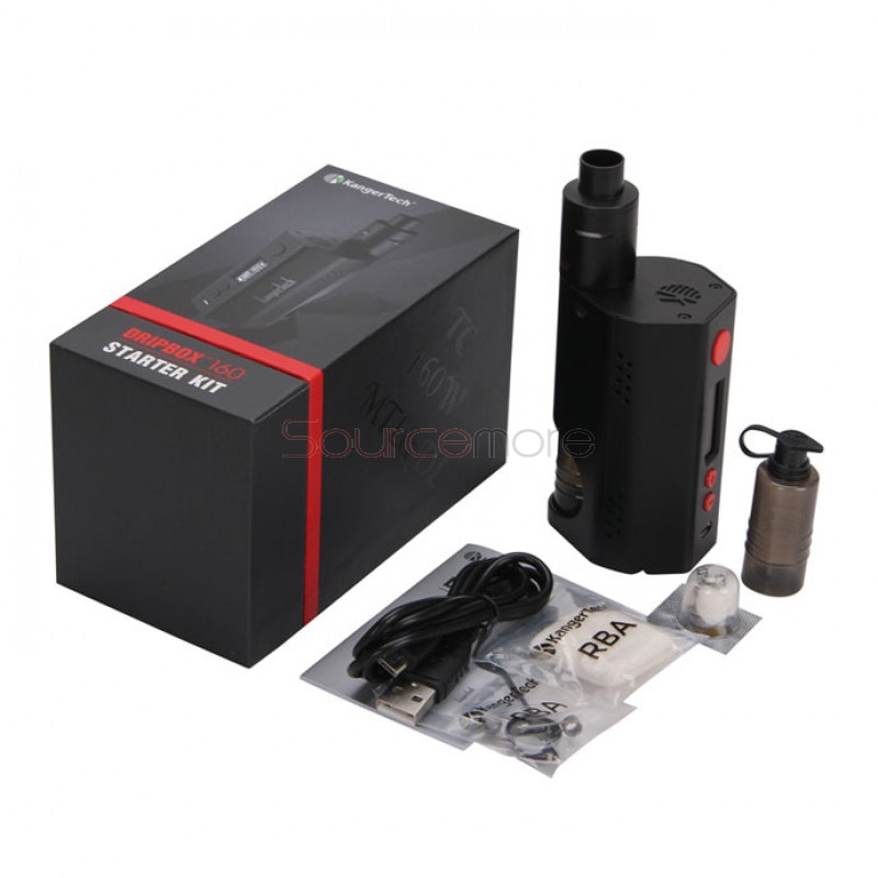 Kanger Dripbox 160W Starter Kit 7.0ml Subdrip 160w Dripmod 160 Powered by Dual 18650 Cell Disposal Dripping Coil -Black