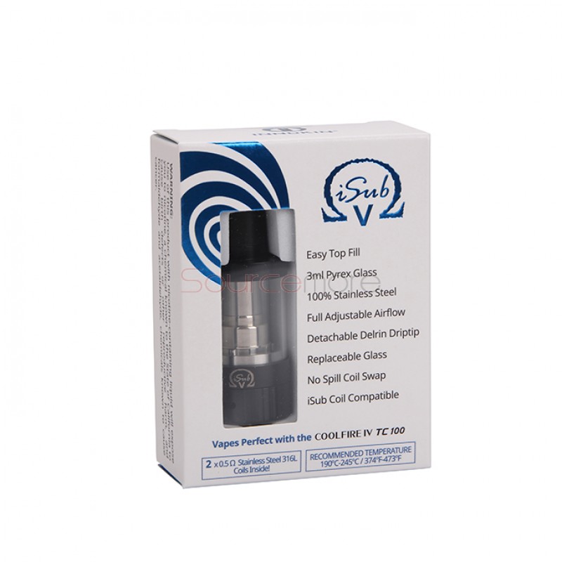 Innokin iSub V Top-Fliing Design 3.0ml Liquid Capacity Tank with No Spill Coil Swap System-Black