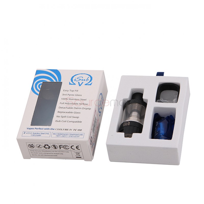 Innokin iSub V Top-Fliing Design 3.0ml Liquid Capacity Tank with No Spill Coil Swap System-Black
