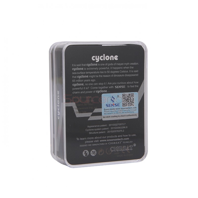 Sense Cyclone Sub Ohm 5.0ml Top Filling High Wattage Tank with 316L Coil-Silver