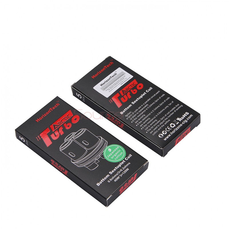  5pcs Horizon Replacement Coil Head for Arctic Turbo Sextuplet  Coil Head with 3 Sperate Chamber-0.6ohm