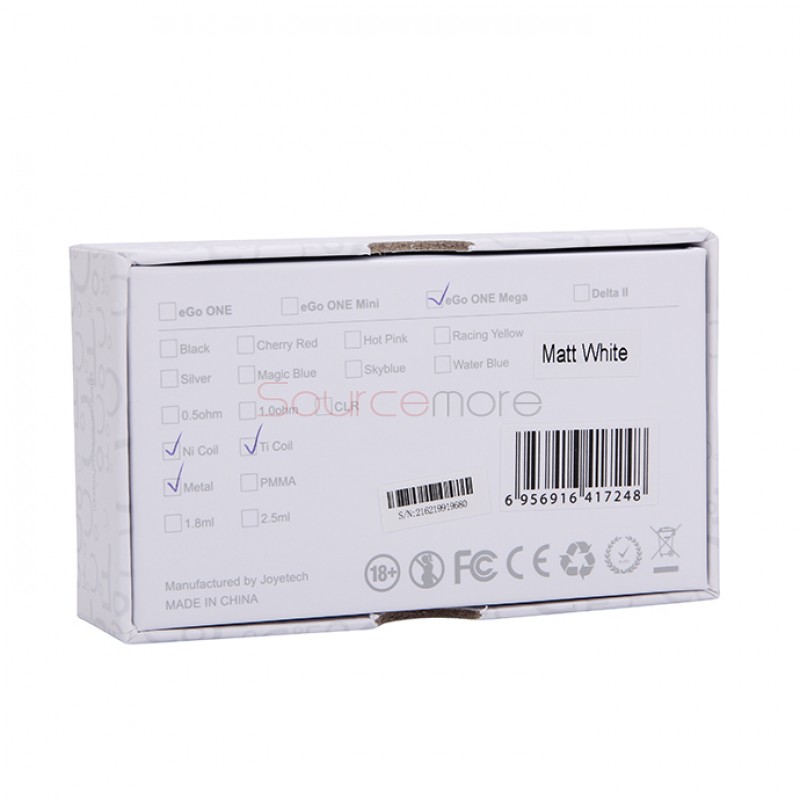 Joyetech eGo One Mega Tank 4.0ml Capacity with CL-Ni /CL-Ti VT Coil Head-White