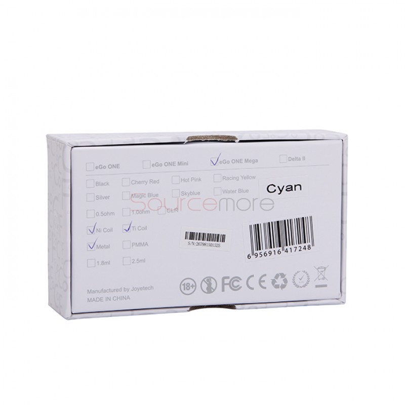 Joyetech eGo One Mega Tank 4.0ml Capacity with CL-Ni /CL-Ti VT Coil Head-Cyan