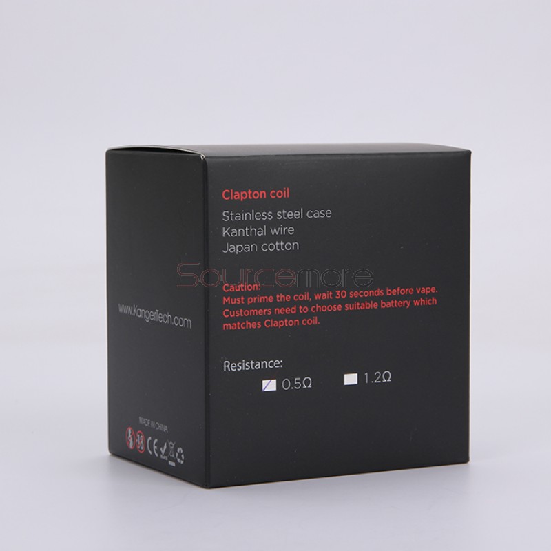 Kanger Clapton Replacement Coil Head Stainless Steel Case Kanthal Wire Japanese Cotton 5pcs-1.2ohm