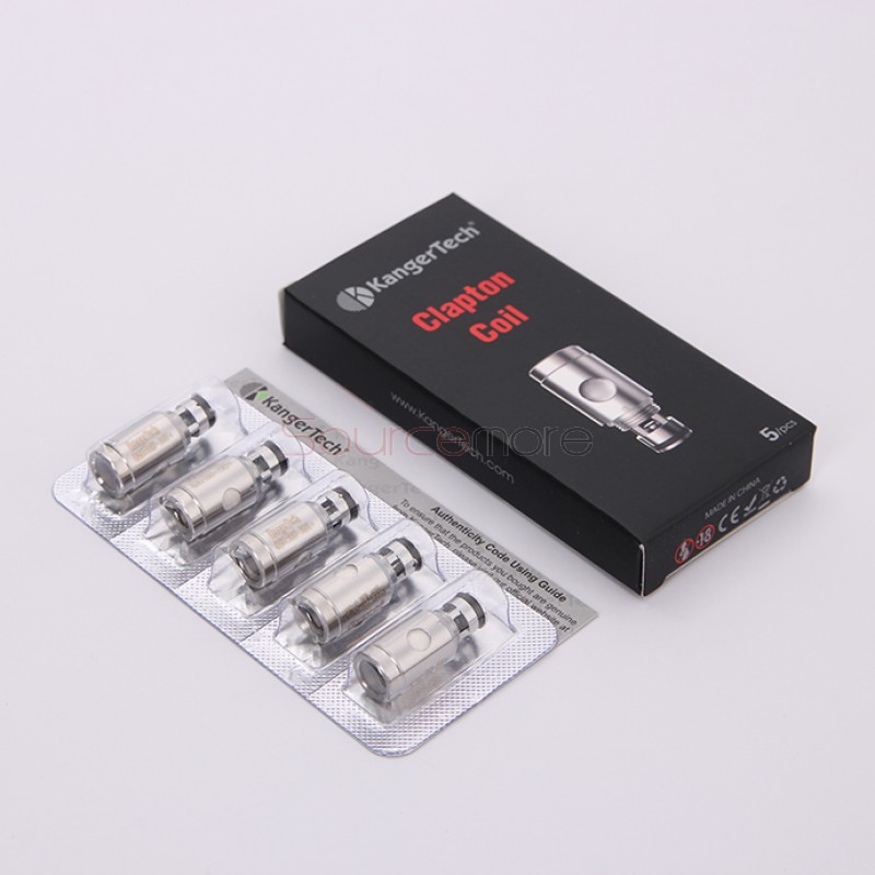Kanger Clapton Replacement Coil Head Stainless Steel Case Kanthal Wire Japanese Cotton 5pcs-1.2ohm