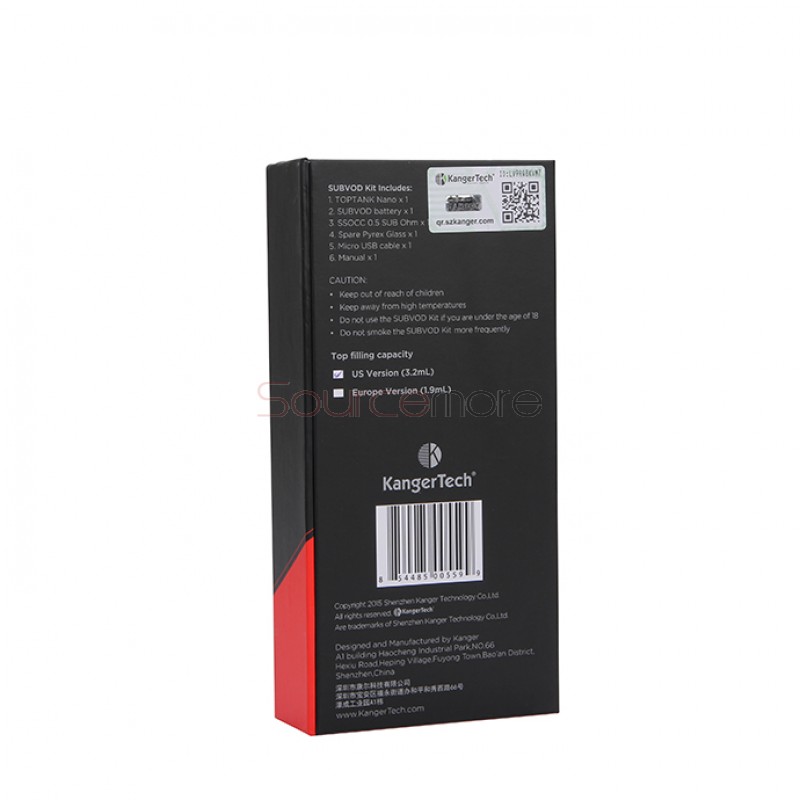 Kanger SUBVOD Starter Kit 1300mah SUBVOD Battery with 3.2ml Nano Atomizer(SSOCC Coil Head)  - Black