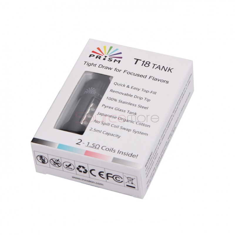 Innokin Endura Prism T18 Tank 2.5ml Top Filling with 1.5ohm Replaceable Coil Head-Black