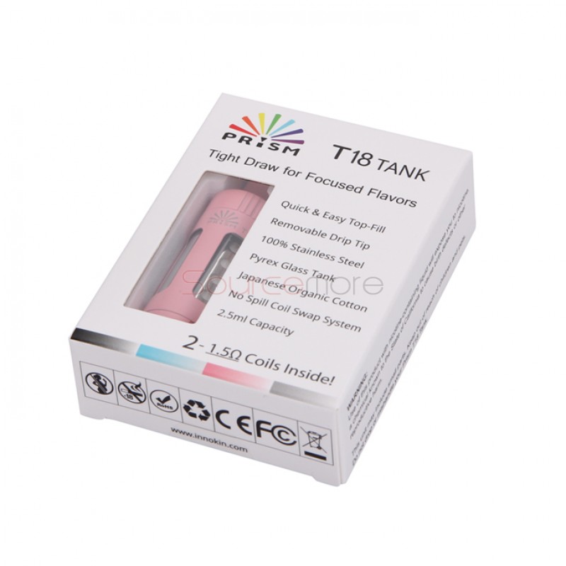 Innokin Endura Prism T18 Tank 2.5ml Top Filling with 1.5ohm Replaceable Coil Head-Pink