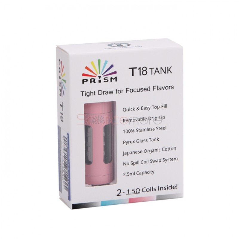 Innokin Endura Prism T18 Tank 2.5ml Top Filling with 1.5ohm Replaceable Coil Head-Pink