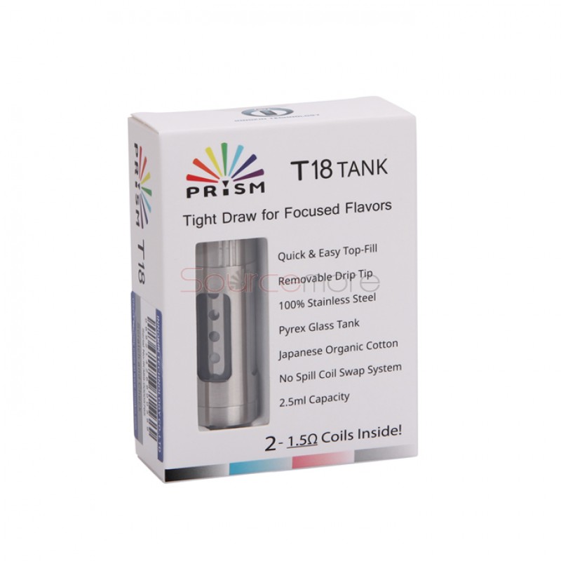 Innokin Endura Prism T18 Tank 2.5ml Top Filling with 1.5ohm Replaceable Coil Head-Stainless Steel