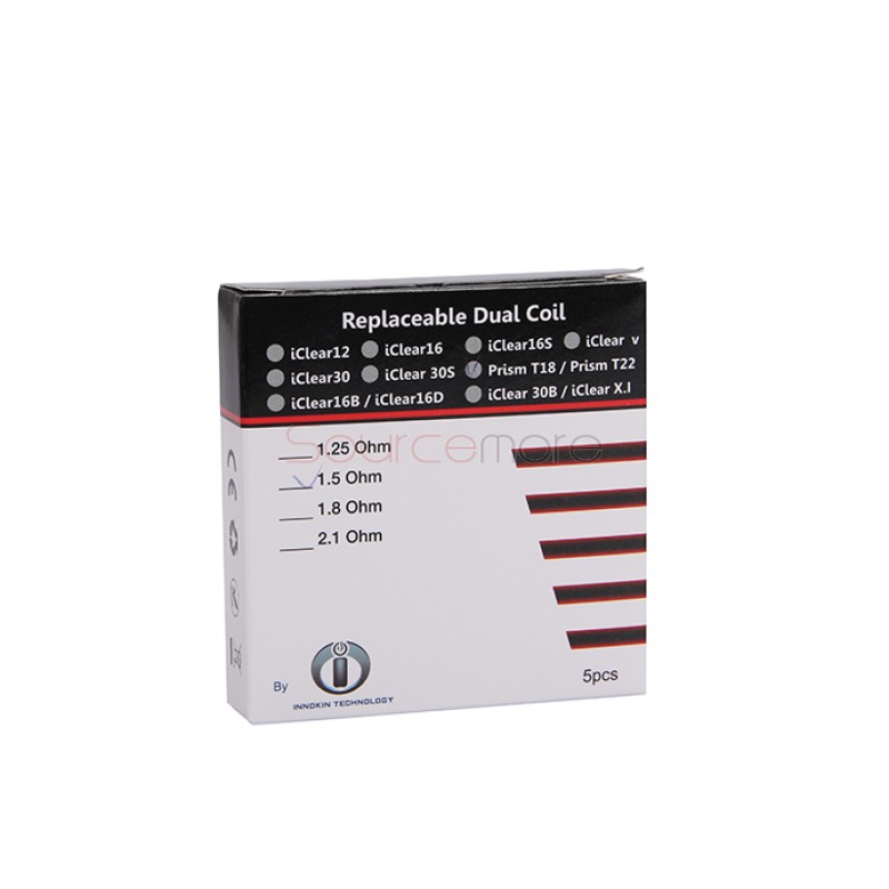 Innokin Replacement Coil Head for Endura Prism T18 Tank Japanese Organic Cotton Coil Head 5pcs-1.5ohm