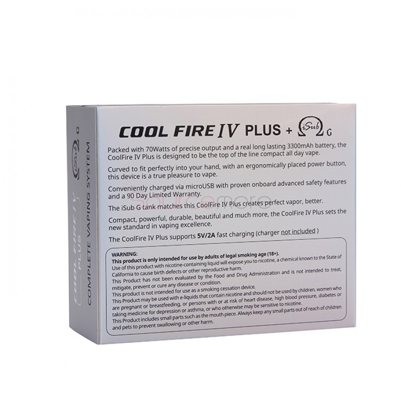 Innokin Cool Fire IV Plus 70W with iSub G 4.5ml Starter Kit 3300mah Capacity Adjustable Airflow 0.5ohm Vapemate-Black