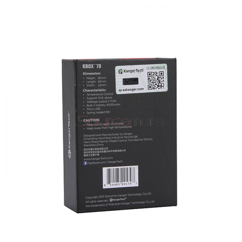 Kanger  KBOX 70W VW/TC Box Mod 4000mah Built-in Battery Spring-loaded 510 Connection Micro USB Charging Mod-Black