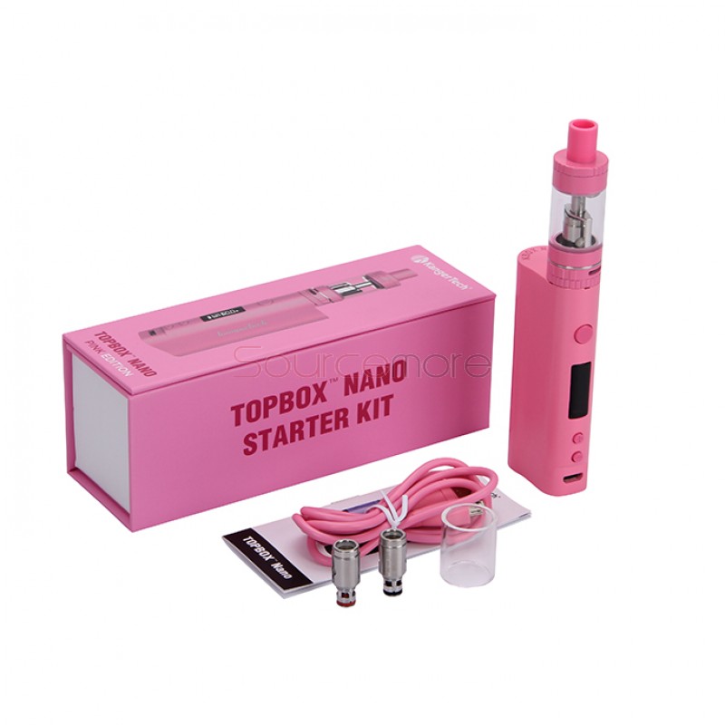 Kangertech TOPBOX Nano 60W TC Mod Kit KBox Nano Temperature Control Mod with 3.2ml TOPTANK Nano Clearomizer- Pink