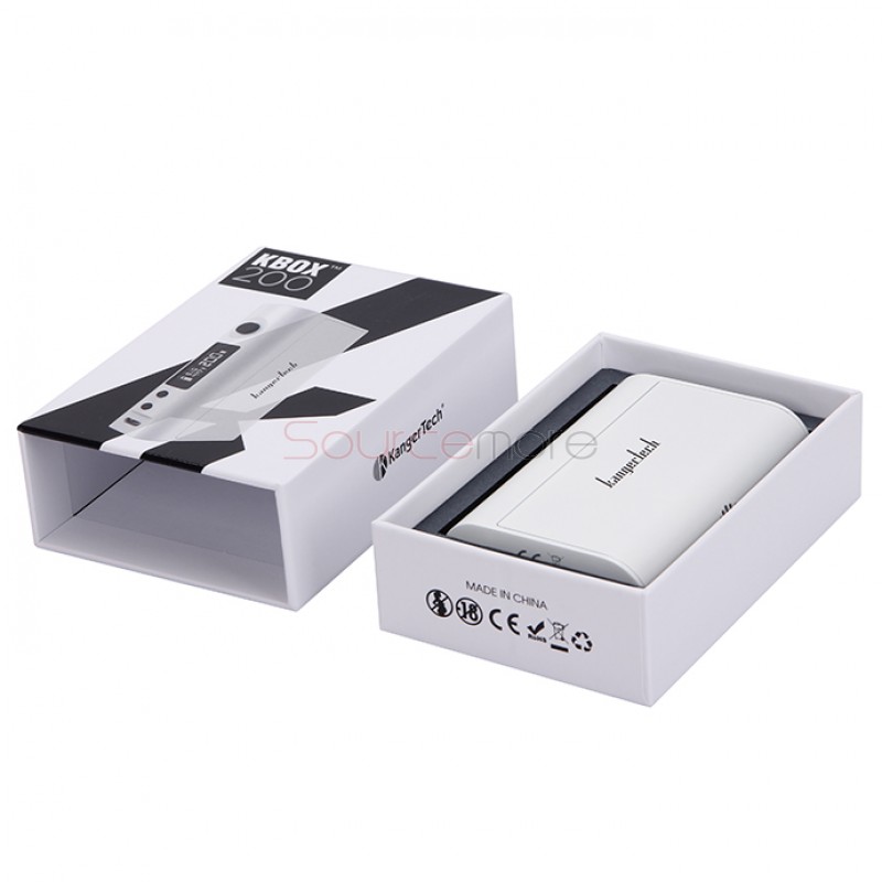 Kanger  KBOX 200W VW/TC Box Mod Powered by Dual 18650 Cells Spring-loaded 510 Connection-White
