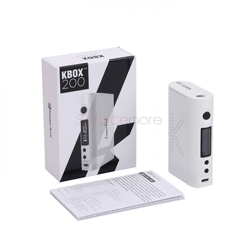 Kanger  KBOX 200W VW/TC Box Mod Powered by Dual 18650 Cells Spring-loaded 510 Connection-White